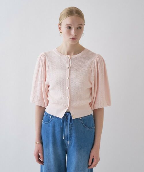 cloenc / クロエンス カーディガン・ボレロ | 【手洗い可】パフスリーブニットカーディガン（ライトピンク(070)）