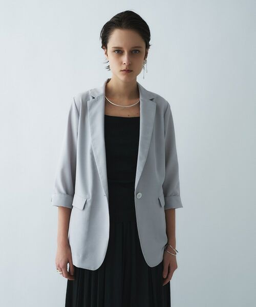 cloenc / クロエンス テーラードジャケット | 【接触冷感／UVカット／マシンウォッシュ】ハーフスリーブテーラードジャケット（ライトグレー(011)）
