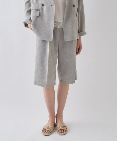 cloenc / クロエンス ショート・ハーフ・半端丈パンツ | 【セットアップ／接触冷感／マシンウォッシュ】リネンライクハーフパンツ（モカブラウン(442)）