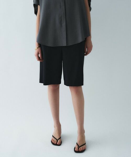 cloenc / クロエンス ショート・ハーフ・半端丈パンツ | 【接触冷感／UVカット／マシンウォッシュ】ギャザーリボンハーフパンツ（ブラック(019)）
