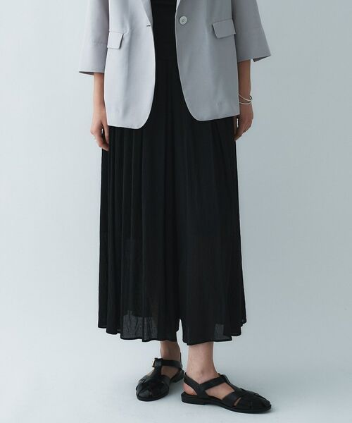 cloenc / クロエンス ショート・ハーフ・半端丈パンツ | 【手洗い可】エアリーローンガウチョパンツ（ブラック(019)）