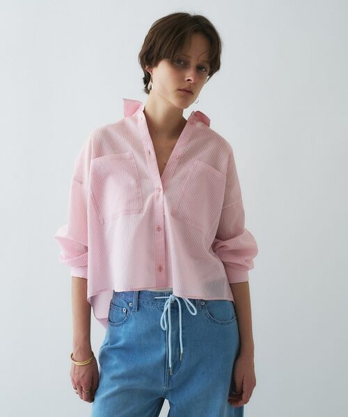cloenc / クロエンス シャツ・ブラウス | 【手洗い可】シアーストライプシャツ（ライトピンク(370)）