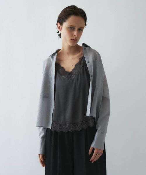 cloenc / クロエンス シャツ・ブラウス | 【手洗い可】シアーストライプシャツ（グレー(312)）