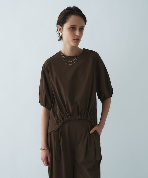 cloenc / クロエンス シャツ・ブラウス | 【接触冷感／UVカット／マシンウォッシュ】エアリーパフスリーブプルオーバー（ブラウン(043)）