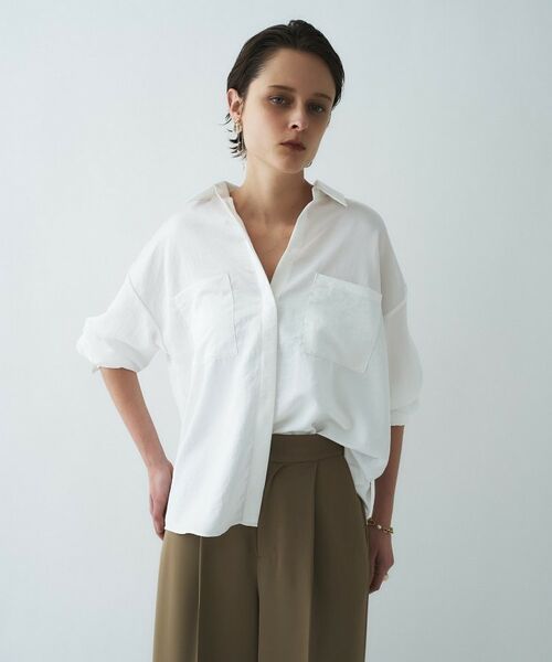 cloenc / クロエンス シャツ・ブラウス | 【手洗い可】サテンシャツ（ホワイト(001)）