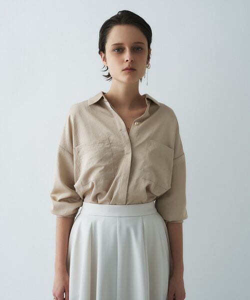 cloenc / クロエンス シャツ・ブラウス | 【手洗い可】サテンシャツ（ライトベージュ(051)）