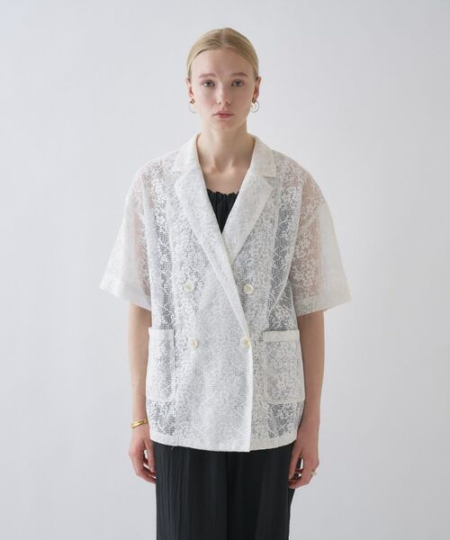 cloenc / クロエンス テーラードジャケット | シアーフラワーメッシュジャケット | 詳細14