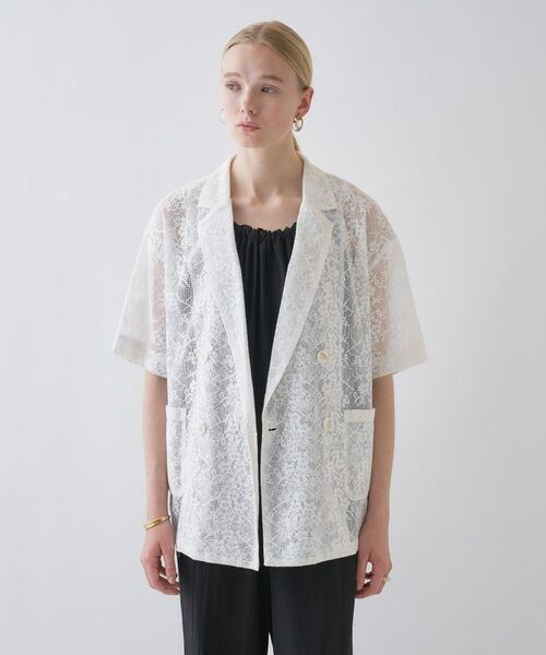 cloenc / クロエンス テーラードジャケット | シアーフラワーメッシュジャケット | 詳細3
