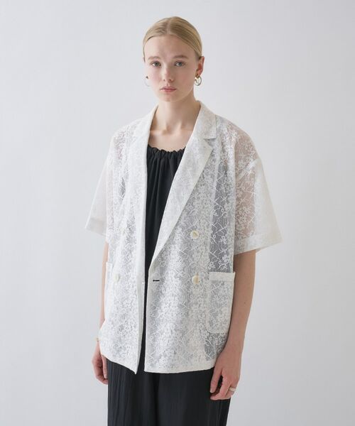 cloenc / クロエンス テーラードジャケット | シアーフラワーメッシュジャケット | 詳細4