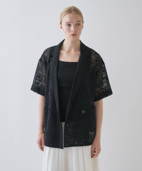 cloenc / クロエンス テーラードジャケット | シアーフラワーメッシュジャケット | 詳細9