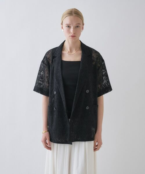 cloenc / クロエンス テーラードジャケット | シアーフラワーメッシュジャケット（ブラック(419)）