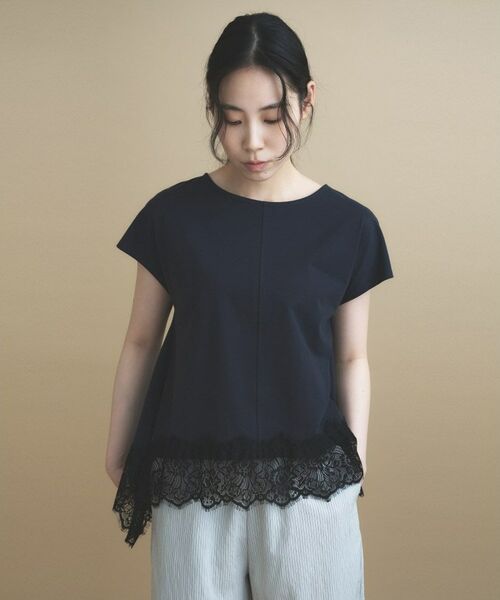 cloenc / クロエンス Tシャツ | 【ひんやり／UVカット】レース フレンチスリーブプルオーバー | 詳細10