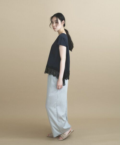 cloenc / クロエンス Tシャツ | 【ひんやり／UVカット】レース フレンチスリーブプルオーバー | 詳細8