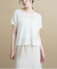 cloenc / クロエンス ニット・セーター | 【UVカット／抗菌防臭】ラメガーター フレンチスリーブニット