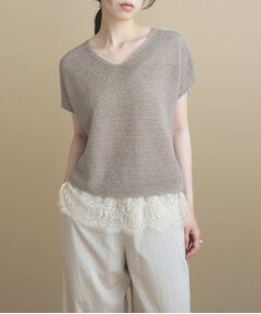 cloenc / クロエンス ニット・セーター | 【UVカット／抗菌防臭】ラメガーター フレンチスリーブニット
