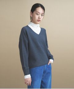 cloenc / クロエンス ニット・セーター | 【美フォルム】Vネックラメガーターニット