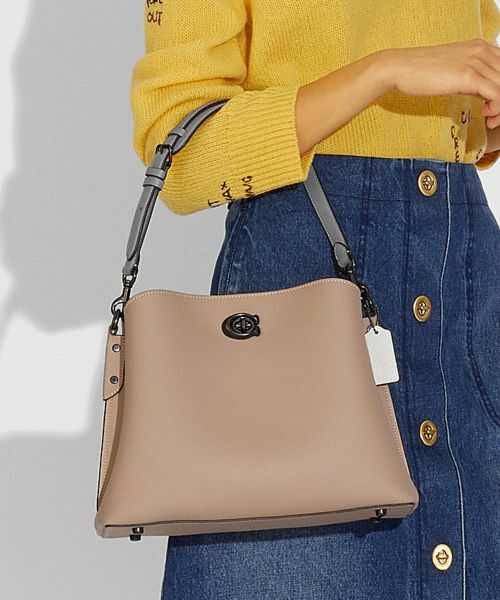 トートバッグCOACH コーチ ウィロウ ショルダー バッグ カラーブロック ハンドバッグ