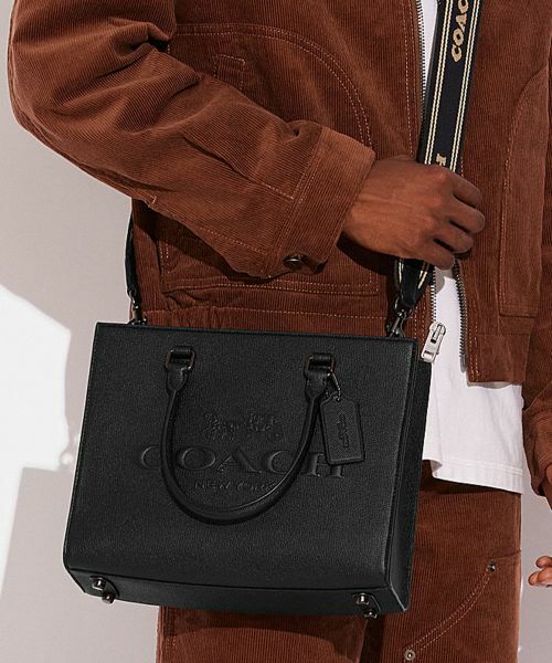 COACH コーチ トートバッグ 肩掛け クロスグレインレザー ブラウン