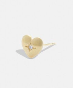 14K ゴールド ハート シングル スタッド ピアス