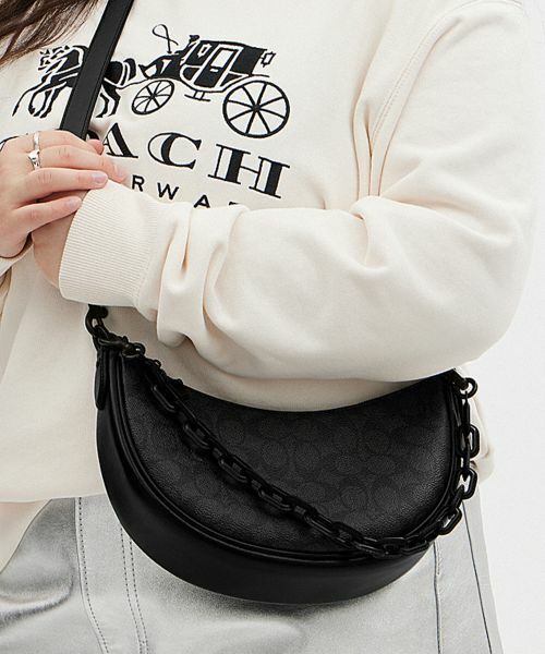 COACH メッセンジャーバッグ 革 レザー PVC 黒 - バッグ