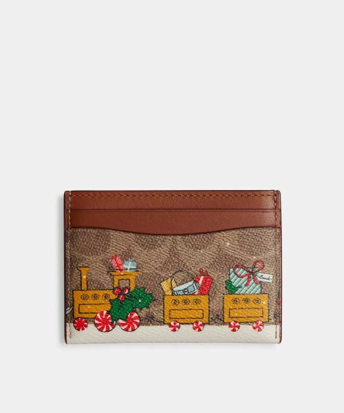 COACH / コーチ カードケース・名刺入れ・定期入れ | ホリデー エッセンシャル カード ケース・シグネチャー キャンバス・トレイン | 詳細1