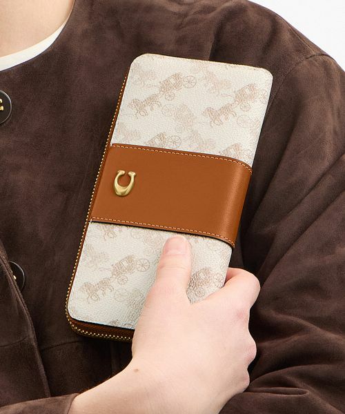 COACH/コーチ エッセンシャル スリム アコーディオン ジップ ウォレット・ホース アンド キャリッジ プリント WHITE ONE COACH/コーチ エッセンシャル スリム アコーディオン ジップ ウォレット・ホース アンド キャリッジ プリント WHITE ONE