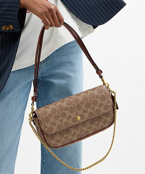 COACH/コーチ ブルック フラップ チェーン バッグ・シグネチャー キャンバス BROWN ONE COACH/コーチ ブルック フラップ チェーン バッグ・シグネチャー キャンバス BROWN ONE