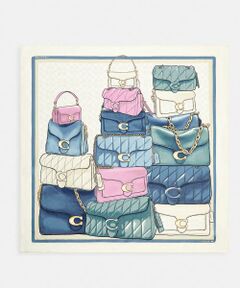 スタックド タビー バッグ プリント シルク スキニー スカーフ COACH スタックド タビー バッグ プリント シルク スキニー スカーフ COACH