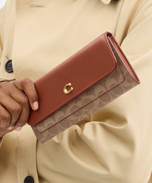 COACH/コーチ ミラ ロング フラップ ウォレット・シグネチャー キャンバス BROWN ONE COACH/コーチ ミラ ロング フラップ ウォレット・シグネチャー キャンバス BROWN ONE