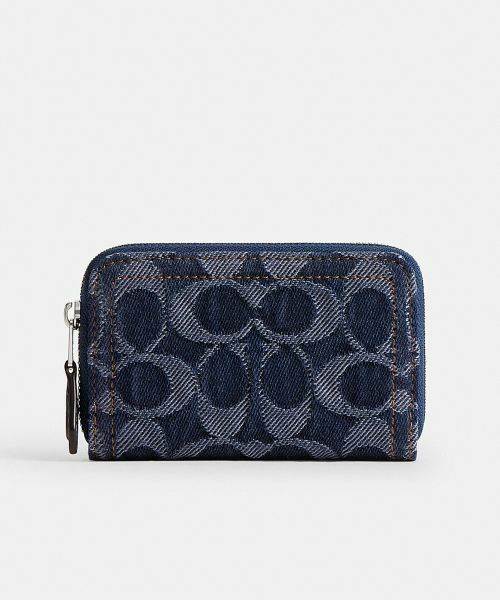 COACH/コーチ エッセンシャル スモール ジップ アラウンド カード ケース・シグネチャー デニム BLUE ONE COACH/コーチ エッセンシャル スモール ジップ アラウンド カード ケース・シグネチャー デニム BLUE ONE