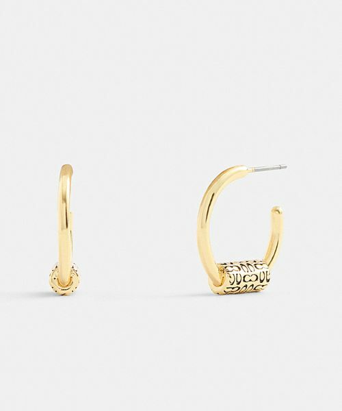 COACH/コーチ キルテッド シグネチャー ビーズ フープ ピアス GOLD ONE COACH/コーチ キルテッド シグネチャー ビーズ フープ ピアス GOLD ONE