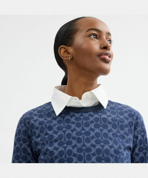 【 COACH 】 シグネチャー リンガー Tシャツ コットン シグネチャー リンガー Tシャツ（Tシャツ/カットソー）｜COACH