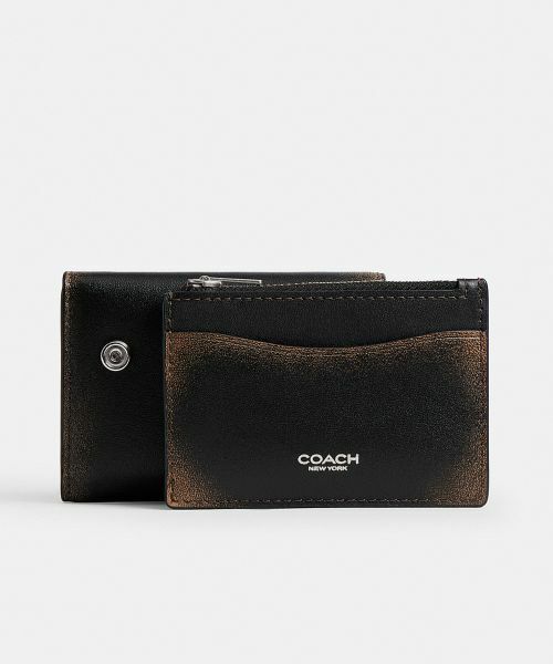COACH 財布 レザー マネークリップ エッセンシャル カード ホルダー ウォレット・ラブド レザー