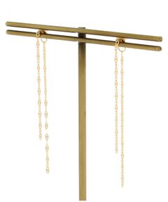 COCOSHNIK / ココシュニック ピアス・イヤリング | K18フラワークロスチェーン 2連スタッドピアス