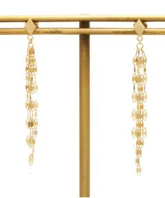 COCOSHNIK / ココシュニック ピアス・イヤリング | フラワーチェーン　フリンジひし形ポスト　スタッドピアス