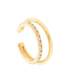 COCOSHNIK / ココシュニック ピアス・イヤリング | K10ダイヤモンド 丸線2連フープ イヤーカフ