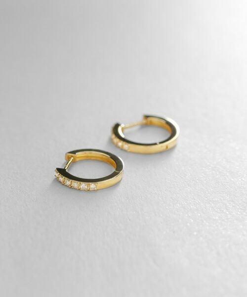 レディースk18 ダイヤモンド 0.24ct フープピアス 中折れピアス