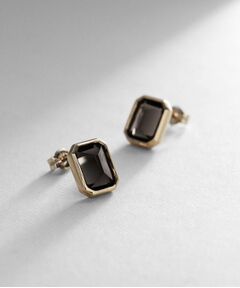 COCOSHNIK / ココシュニック ピアス・イヤリング | K10カラーストーン（スモーキークォーツ）コーナードスクエア スタッドピアス