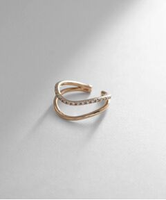 COCOSHNIK / ココシュニック ピアス・イヤリング | K10ダイヤモンド ダブルウェーブ イヤーカフ