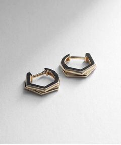 COCOSHNIK / ココシュニック ピアス・イヤリング | K10ダブルヘキサゴン 中折れフープピアス