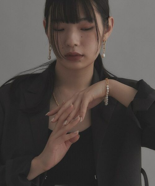 COCOSHNIK / ココシュニック ピアス・イヤリング | シルバー バロックパール チェーンリンク ロングピアス GP | 詳細12