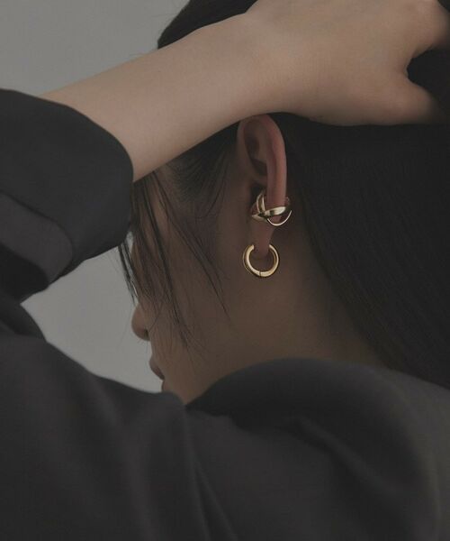COCOSHNIK / ココシュニック ピアス・イヤリング | シルバー ホロウイヤーカフ クロスフープ GP | 詳細13