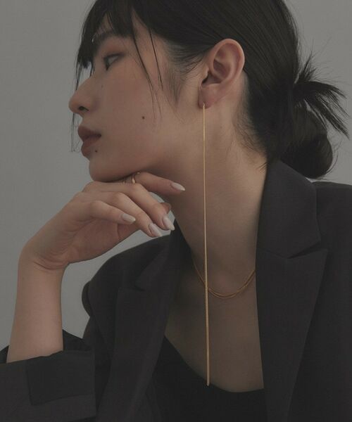 COCOSHNIK / ココシュニック ピアス・イヤリング | シルバー チェーンピアス フラットカーブロング（片耳用） GP | 詳細13