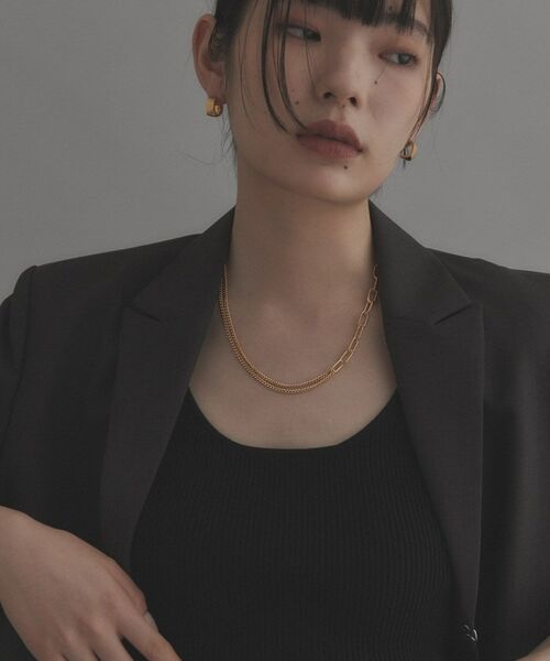 COCOSHNIK / ココシュニック ネックレス・ペンダント・チョーカー | シルバー ミックスチェーン ケーブルカーブ ドレープ ネックレス GP | 詳細15