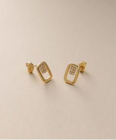 COCOSHNIK / ココシュニック ピアス・イヤリング | K18ダイヤモンド スクエアフレーム スタッドピアス