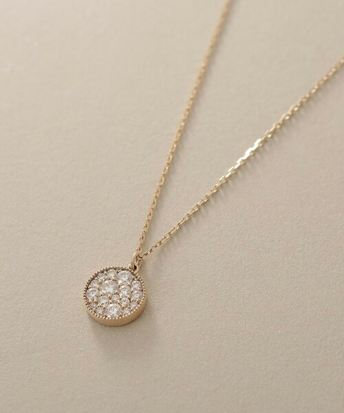 COCOSHNIK / ココシュニック ネックレス・ペンダント・チョーカー | K10【サステナブル】モアサナイトランダムパヴェラウンド ネックレス | 詳細2