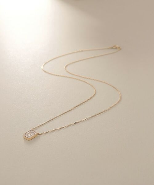 COCOSHNIK / ココシュニック ネックレス・ペンダント・チョーカー | K10【サステナブル】モアサナイトランダムパヴェスクエア ネックレス | 詳細1