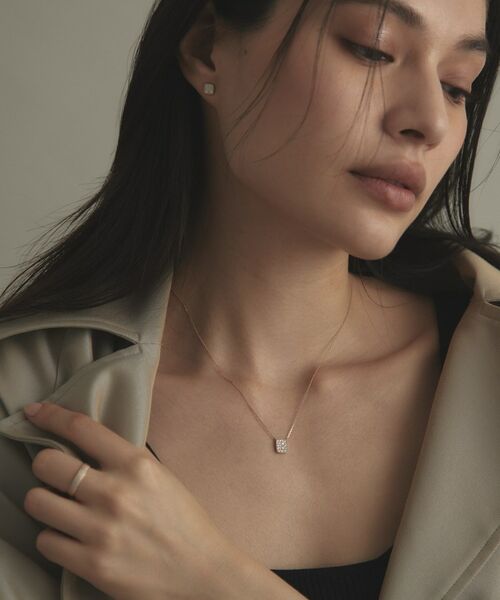 COCOSHNIK / ココシュニック ネックレス・ペンダント・チョーカー | K10【サステナブル】モアサナイトランダムパヴェスクエア ネックレス | 詳細10