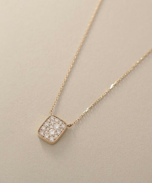 COCOSHNIK / ココシュニック ネックレス・ペンダント・チョーカー | K10【サステナブル】モアサナイトランダムパヴェスクエア ネックレス | 詳細2