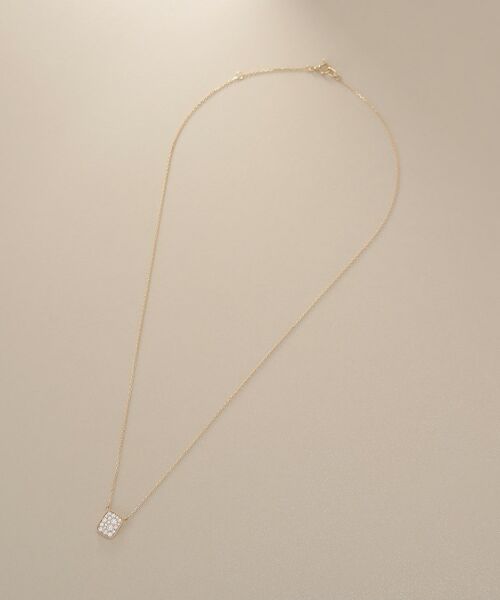 COCOSHNIK / ココシュニック ネックレス・ペンダント・チョーカー | K10【サステナブル】モアサナイトランダムパヴェスクエア ネックレス | 詳細5